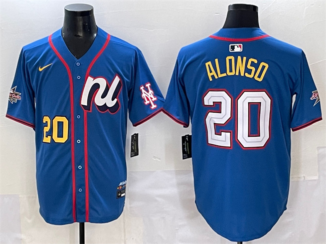 Men's National League #20 Pete Alonso Blue 2025 All-Star Edition Limited Stitched Baseball Jersey Men's National League #20 Pete Alonso Blue 2025 All-Star Edition Limited Stitched Baseball Jersey